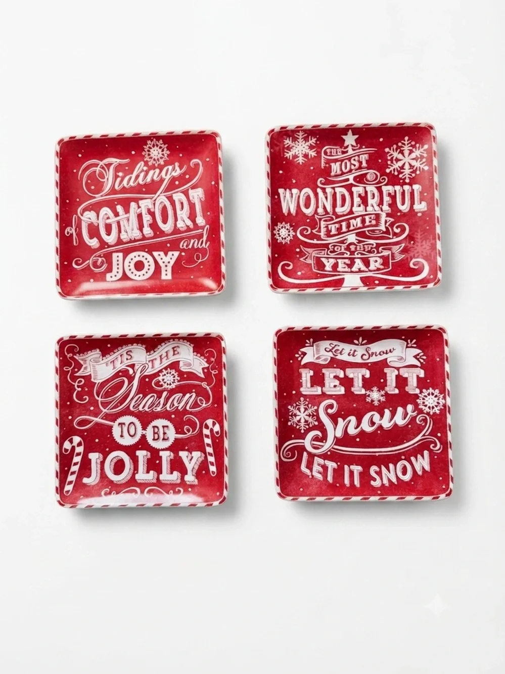 Certified International Set of 4 'Let It Snow' Holiday Dessert Plates